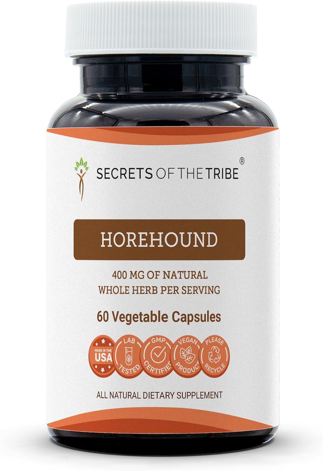 Secrets of the Tribe Marrubio (Horehound) 400 mg, 60 Cápsulas