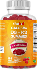 Vitabod Vitamin D3 + K2 Gummies – Gominolas Veganas de Frambuesa – 180 uds