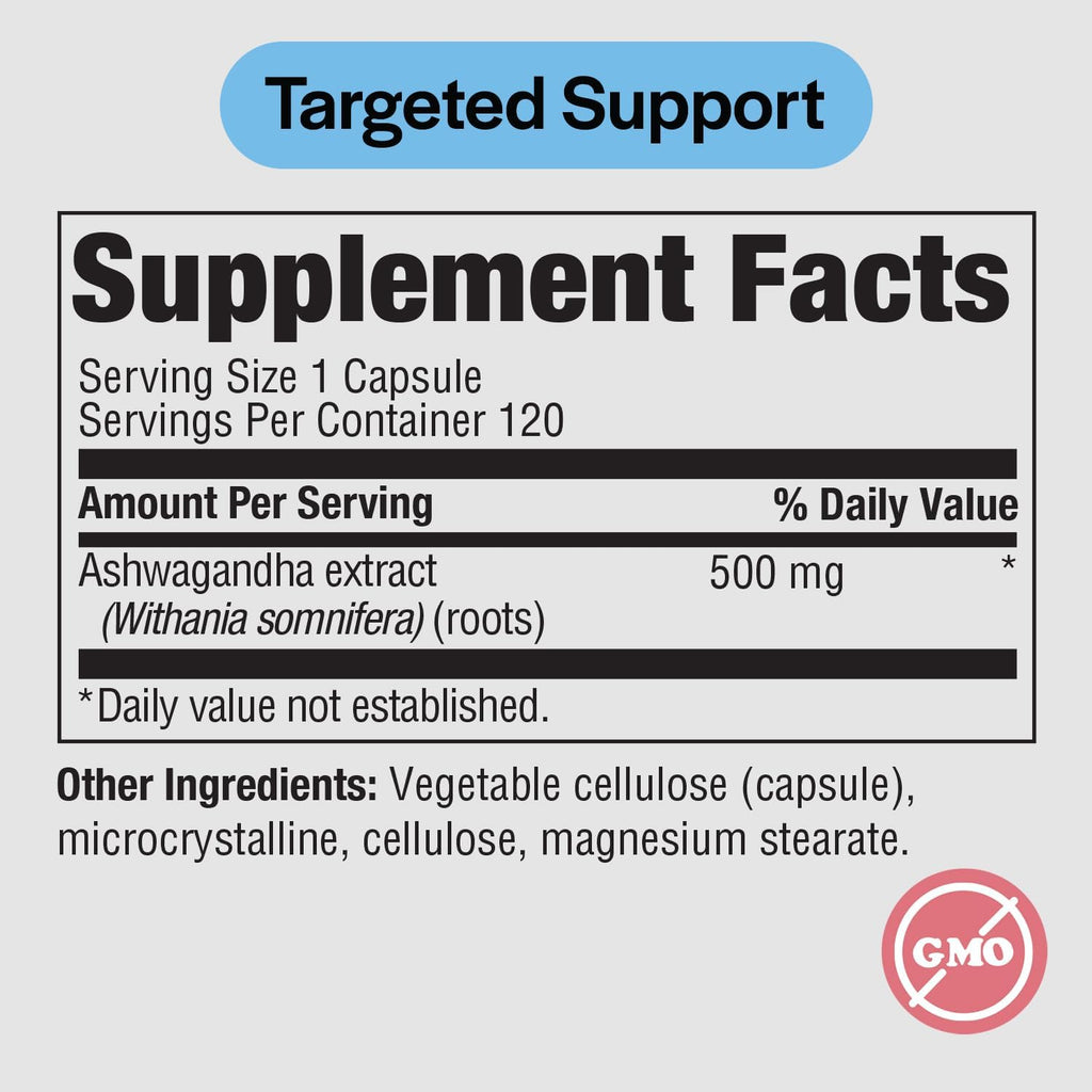 PureFormulas Ashwagandha 500 mg, 120 Cápsulas - Suplemento Adaptógeno