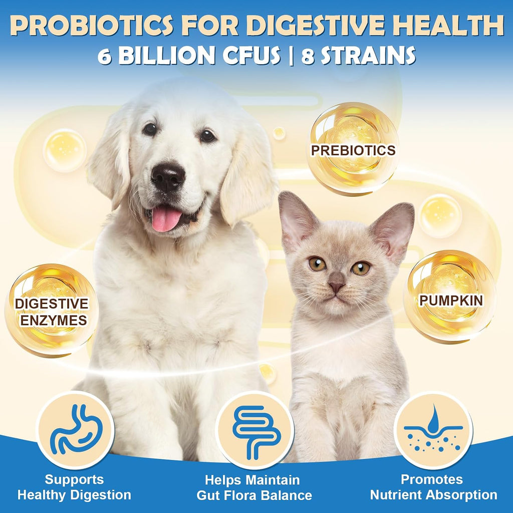 ZEBORA Probióticos para Perros, Polvo con Calabaza, Prebióticos y Enzimas Digestivas, 6 Mil Millones de UFC, Sabor a Pollo, 90 Dosis