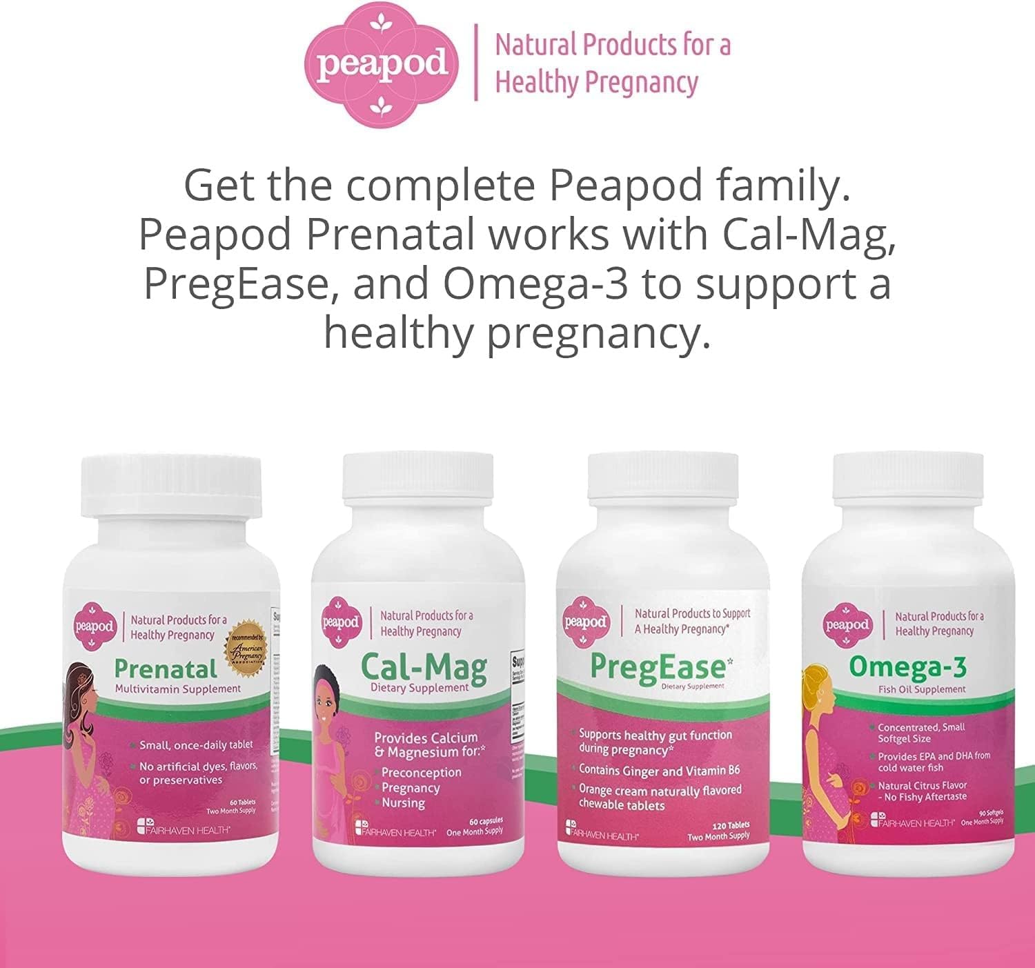 Fairhaven Health Peapod Prenatal Multivitamin - 1 al Día, Sabor Vainilla - 60 Comprimidos (2 Meses de Suministro)