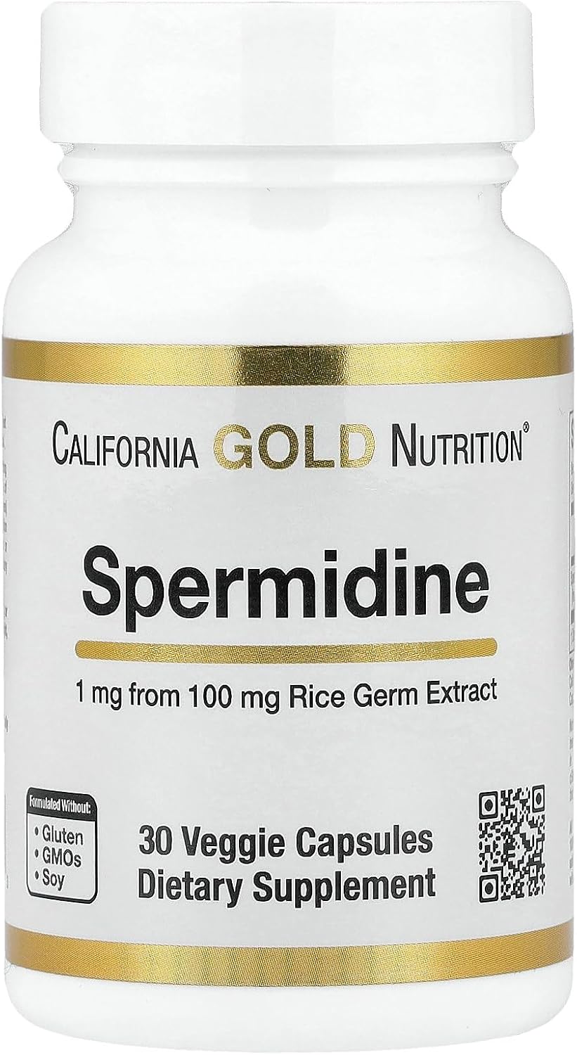 California Gold Nutrition Spermidina, Extracto de Germen de Arroz, 1 mg, 30 Cápsulas Vegetales