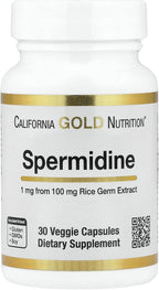 California Gold Nutrition Spermidina, Extracto de Germen de Arroz, 1 mg, 30 Cápsulas Vegetales