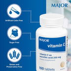 MAJOR Vitamina C 250 mg - 100 Comprimidos - Suplemento Alimenticio