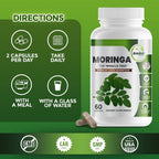 Cápsulas de Moringa Oleifera Pura - Superalimento Verde con Vitamina C, Omega 3 y Aminoácidos - 60 Cápsulas