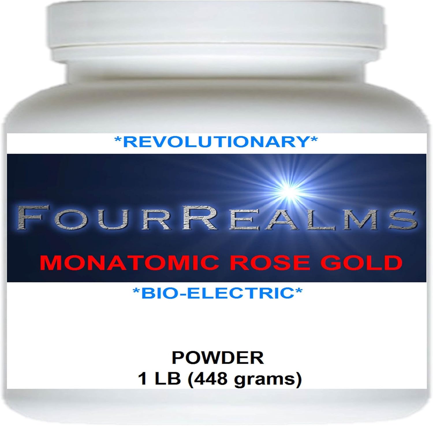 Fourrealms Oro Rosa Monoatómico – 448 g (1 lb) – Polvo Mineral Monoatómico
