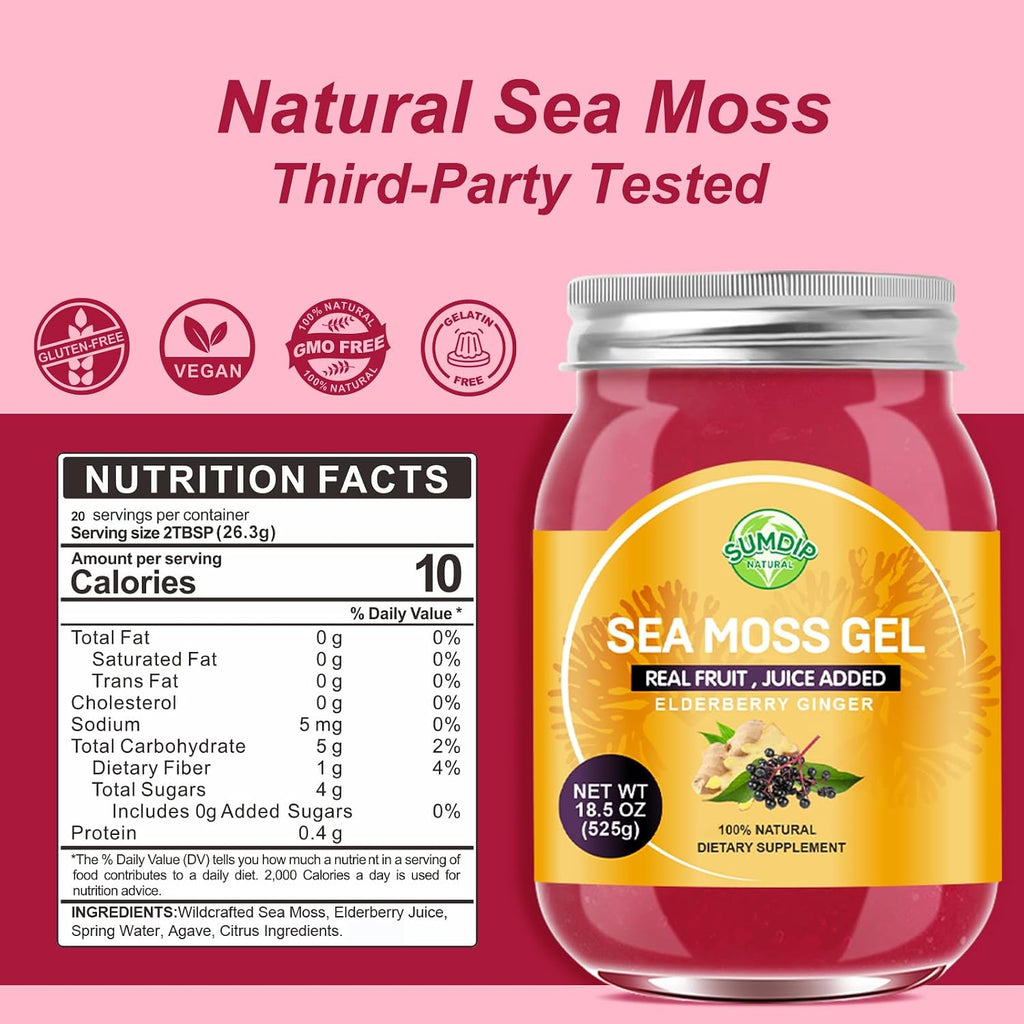 Gel de Seamoss Irlandés Silvestre con Saúco y Jengibre - SumDIP - 524g