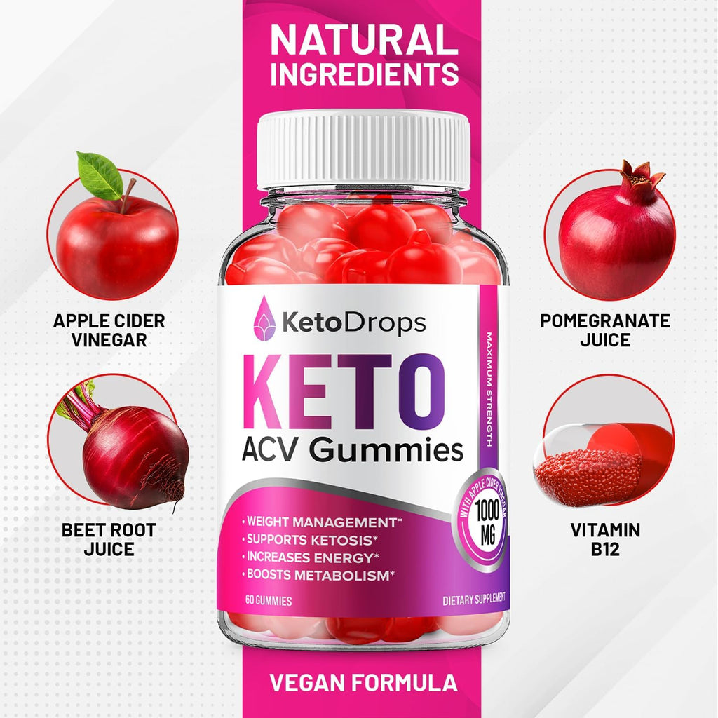 Keto Drops ACV Gummies - 3 Paquetes (180 Gominolas)