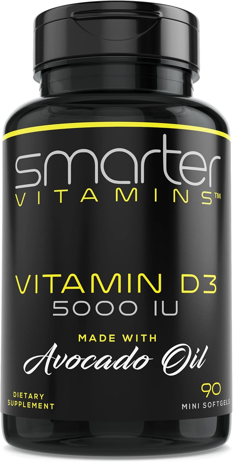 Smarter Vitamin D3 5000 UI en Aceite de Aguacate – 270 Mini Cápsulas Blandas (3 Envases)