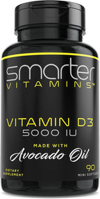 Smarter Vitamin D3 5000 UI en Aceite de Aguacate – 270 Mini Cápsulas Blandas (3 Envases)