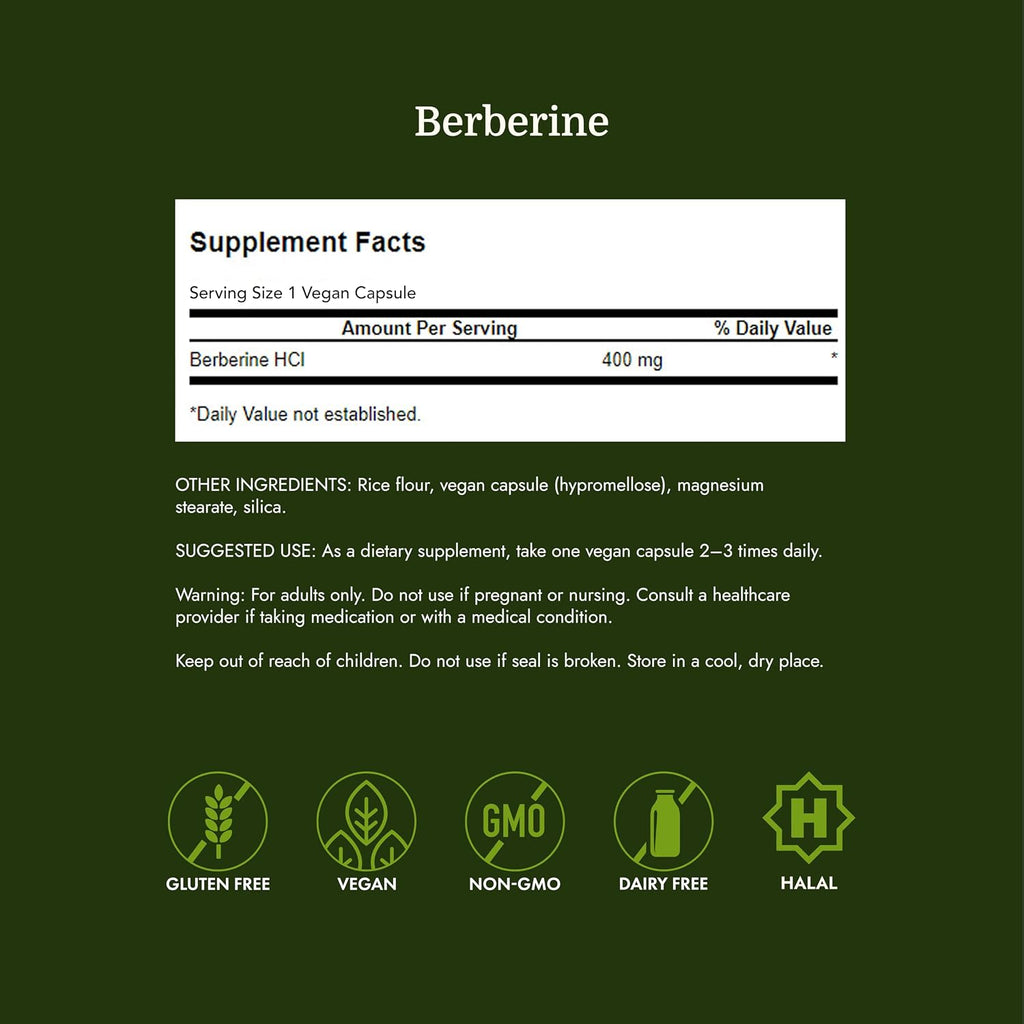Swanson Berberine HCl 400 mg - 60 Cápsulas Veganas