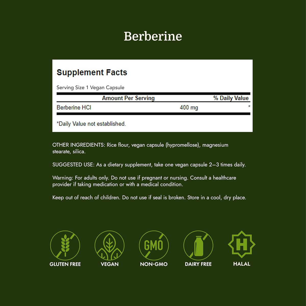 Swanson Berberine HCl 400 mg - 60 Cápsulas Veganas – Image 4