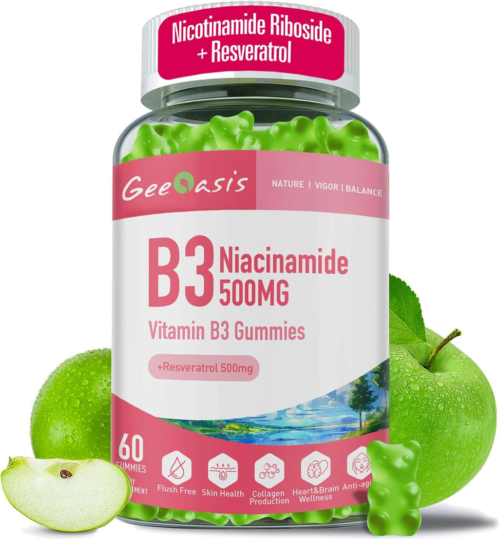 Gominolas de Niacinamida 500mg con Resveratrol 500mg - 60 unidades
