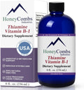 HoneyCombs Suplemento de Vitamina B1 (Tiamina) Gotas Líquidas - Alta Potencia para Hombres y Mujeres - Mantiene el Sistema Nervioso, la Energía y la Salud General - Vitaminas B Veganas (237 ml)