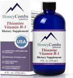 HoneyCombs Suplemento de Vitamina B1 (Tiamina) Gotas Líquidas - Alta Potencia para Hombres y Mujeres - Mantiene el Sistema Nervioso, la Energía y la Salud General - Vitaminas B Veganas (237 ml)