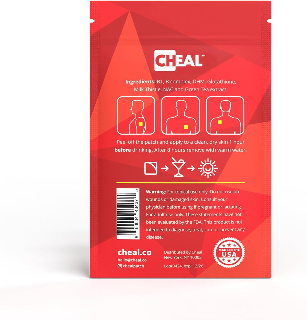 CHEAL Recovery Patches - 24 Parches - Complejo B para Recuperación - 100% Natural, Transparentes e Impermeables