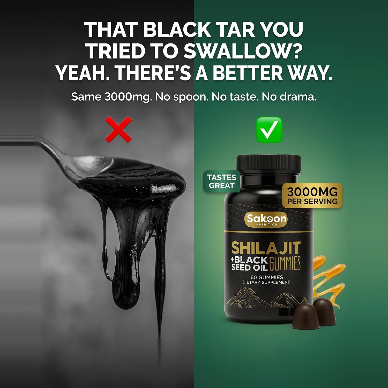 Pure Shilajit Gummies con Aceite de Semilla Negra – Alta Potencia – 60 Gomitas