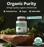 USDA Organic Super Greens - Suplemento de Superverduras Ecológicas con 28 Superalimentos