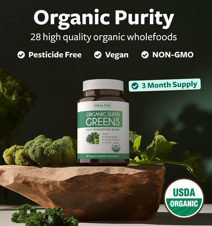 USDA Organic Super Greens - Suplemento de – Espirulina y alfalfa: Ricas en proteínas vegetales y antioxidantes. – Image 3
