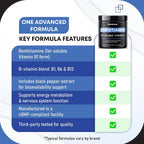 Benfotiamina con Vitaminas B6, B12 y Pimienta Negra – 150 Cápsulas