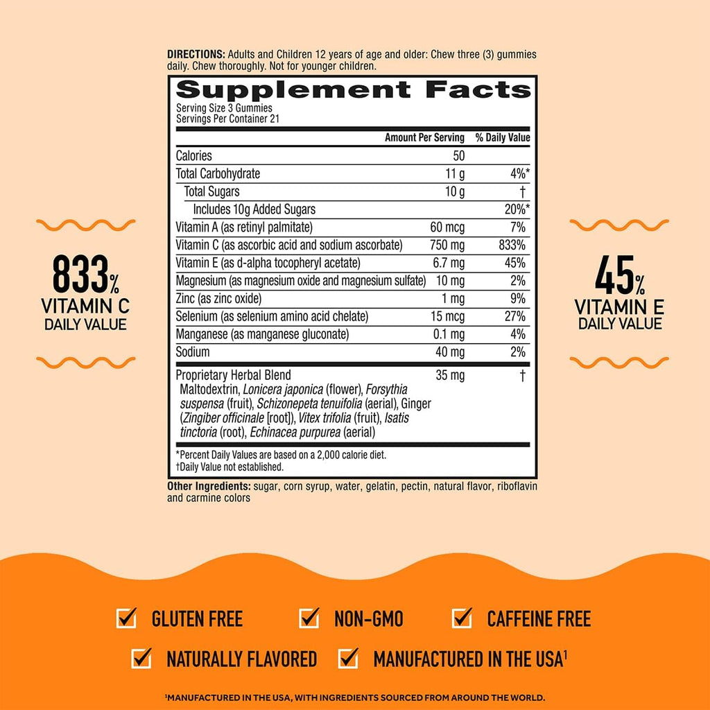 Airborne Gominolas de Vitamina C 750 mg con Sabor a Naranja (Paquete de 6)