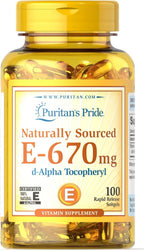 Puritan's Pride Vitamina E 670 mg 100% Natural - 100 Cápsulas Blandas