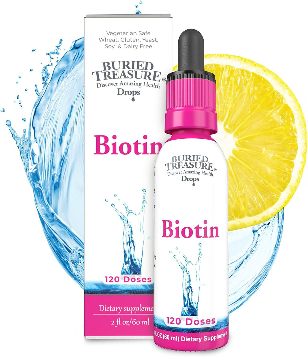 Buried Treasure Biotin Drops - 120 Servicios, 59 ml, Apoya el Cabello, Piel y Uñas