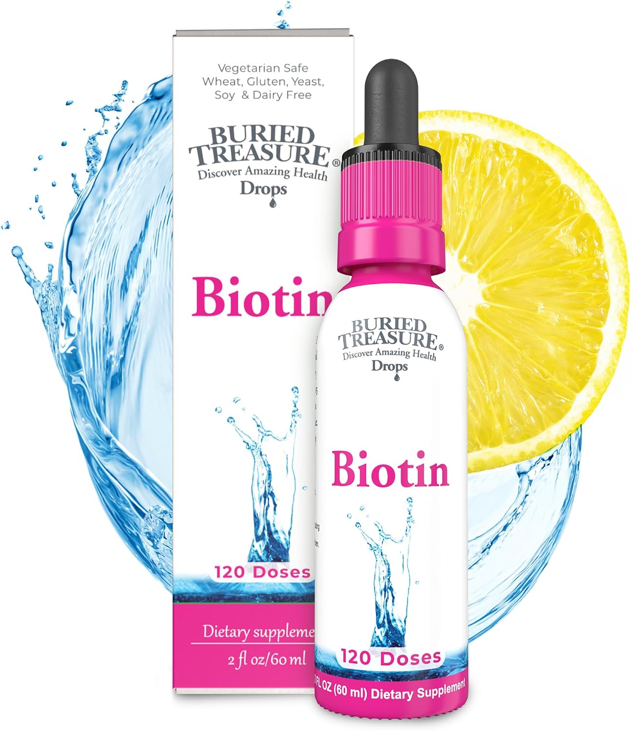 Buried Treasure Biotin Drops - 120 Servicios, 59 ml, Apoya el Cabello, Piel y Uñas