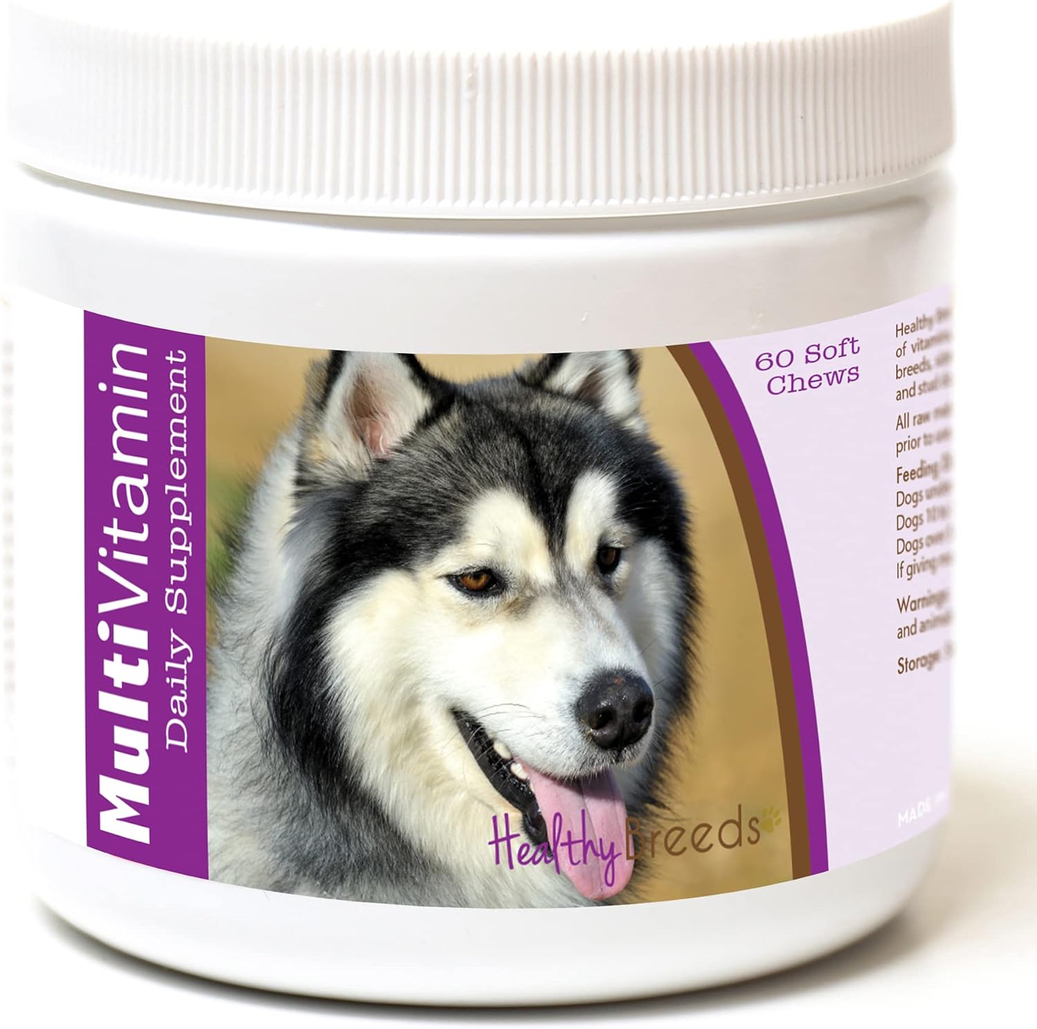 Healthy Breeds Multivitamínico para Perros Siberian Husky - Complemento Diario Recomendado por Veterinarios - Sabor Bacon - 60 Masticables Blandos