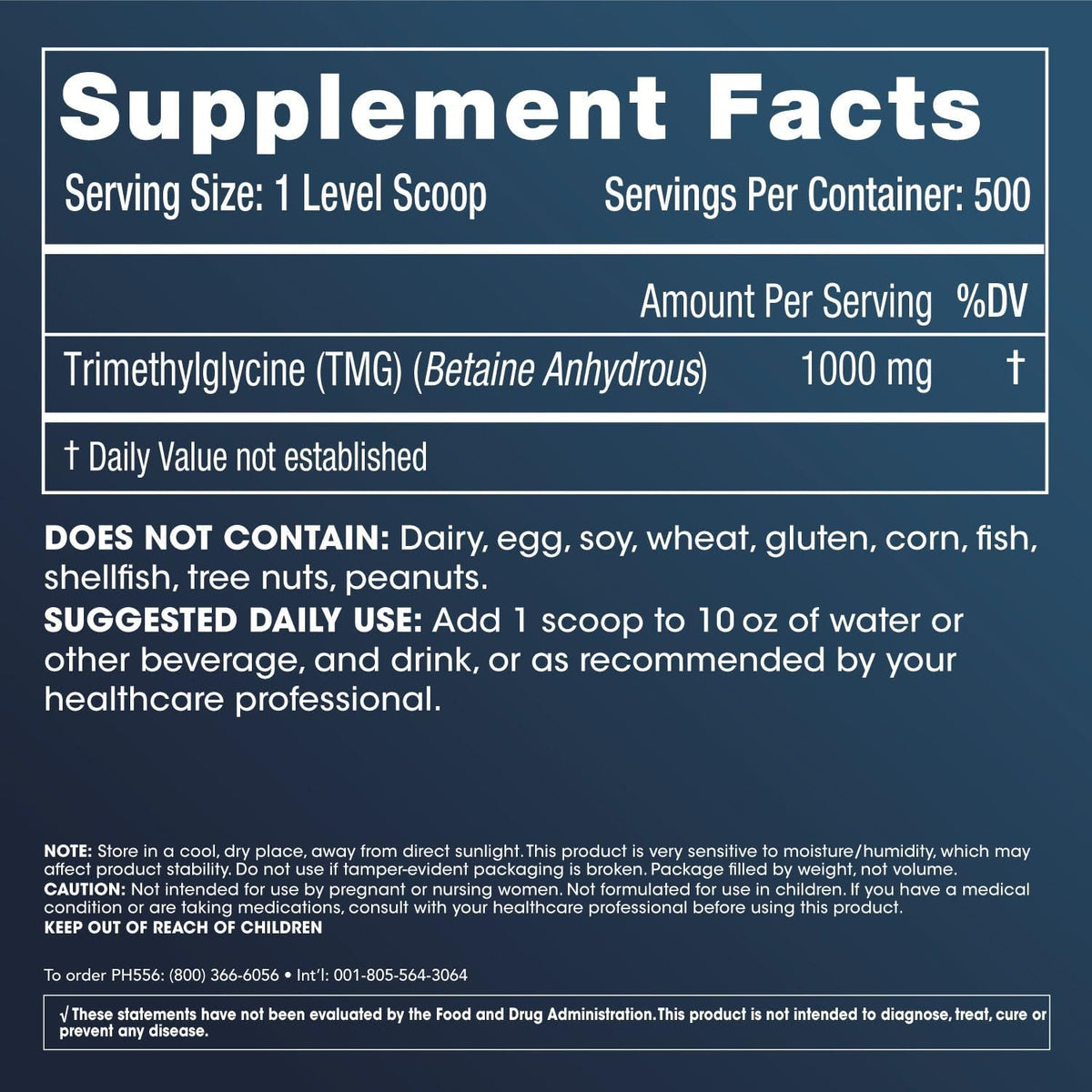 ProHealth Longevity TMG Pro 500 Gramos Polvo – Pureza: Betaína anhidra de alta pureza. – Image 2
