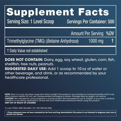 ProHealth Longevity TMG Pro 500 Gramos Polvo – Pureza: Betaína anhidra de alta pureza. – Image 2