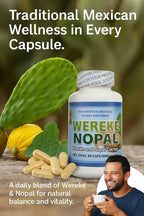 Wereke & Nopal Cápsulas – 60 Unidades (1000 mg cada una) – Complemento Herbal Natural – Mezcla Tradicional Mexicana – de Lo+Natural
