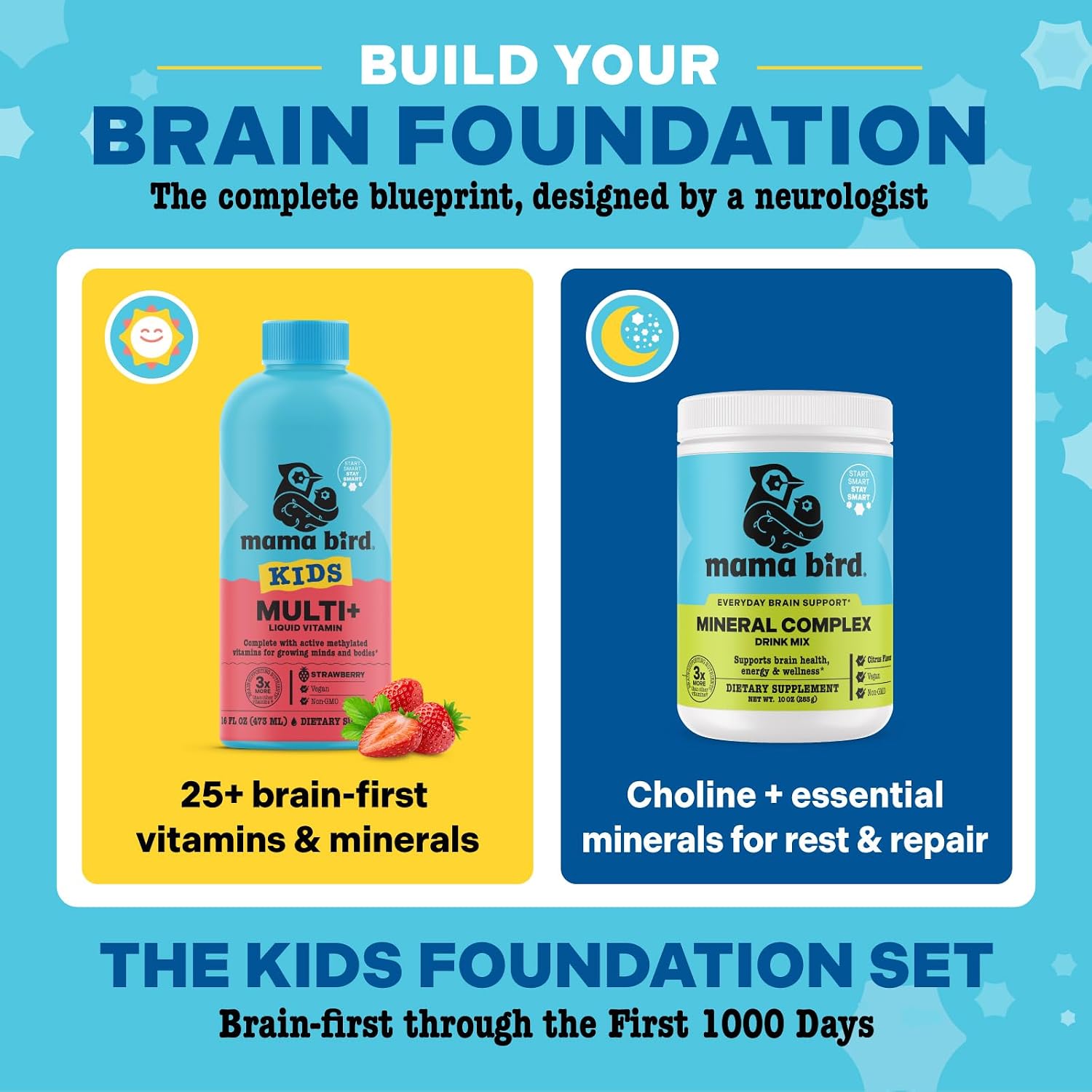 Mama Bird Kids Multi+ Líquido - Multivitamínico Infantil con Vitaminas Metiladas - Fresa - 473 ml