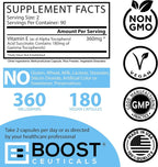 BoostCeuticals Gamma E 90mg Tocoferoles Mixtos - 180 Cápsulas Veganas