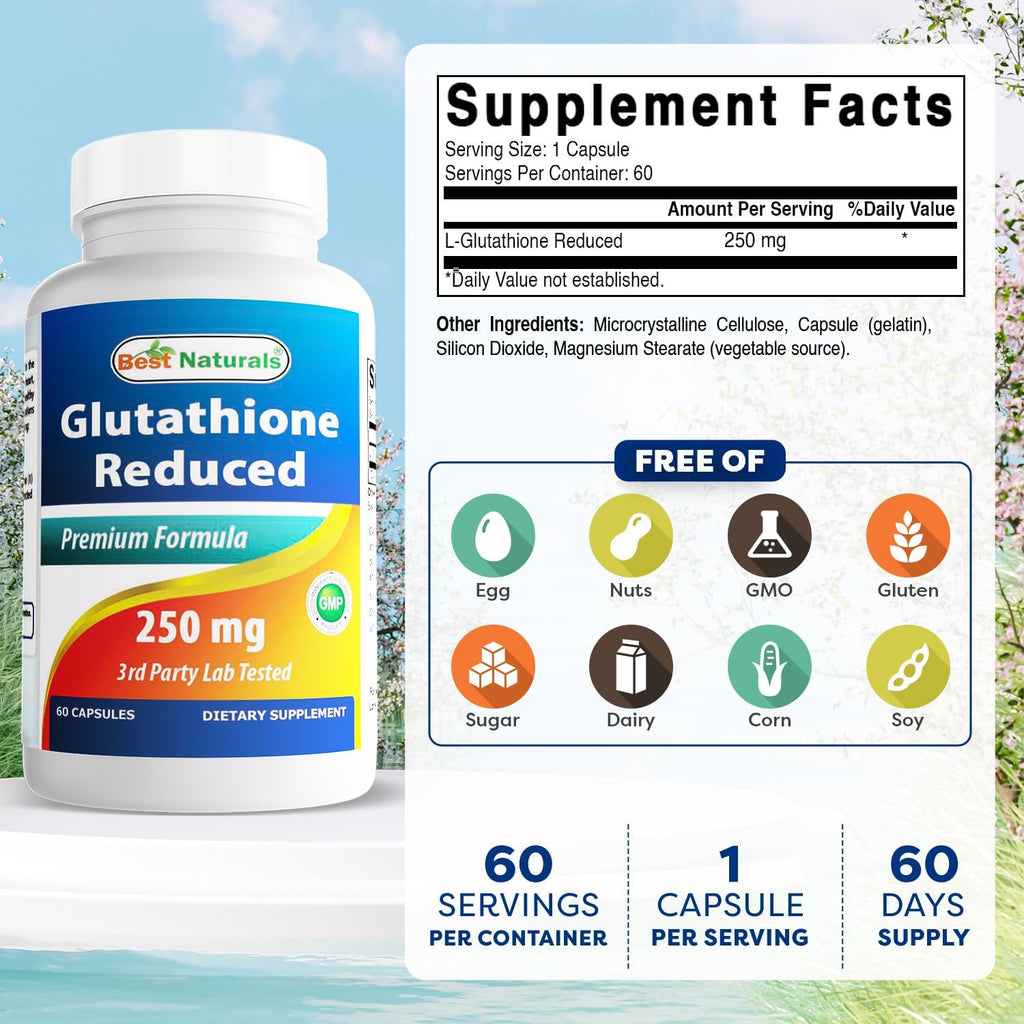 Best Naturals L-Glutatión 250 mg 60 Cápsulas