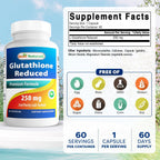 Best Naturals L-Glutatión 250 mg 60 Cápsulas