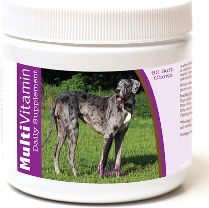 Healthy Breeds Multivitamínico para Perros Grandes Daneses - 60 Masticables Blandos Sabor Bacon – Image 1