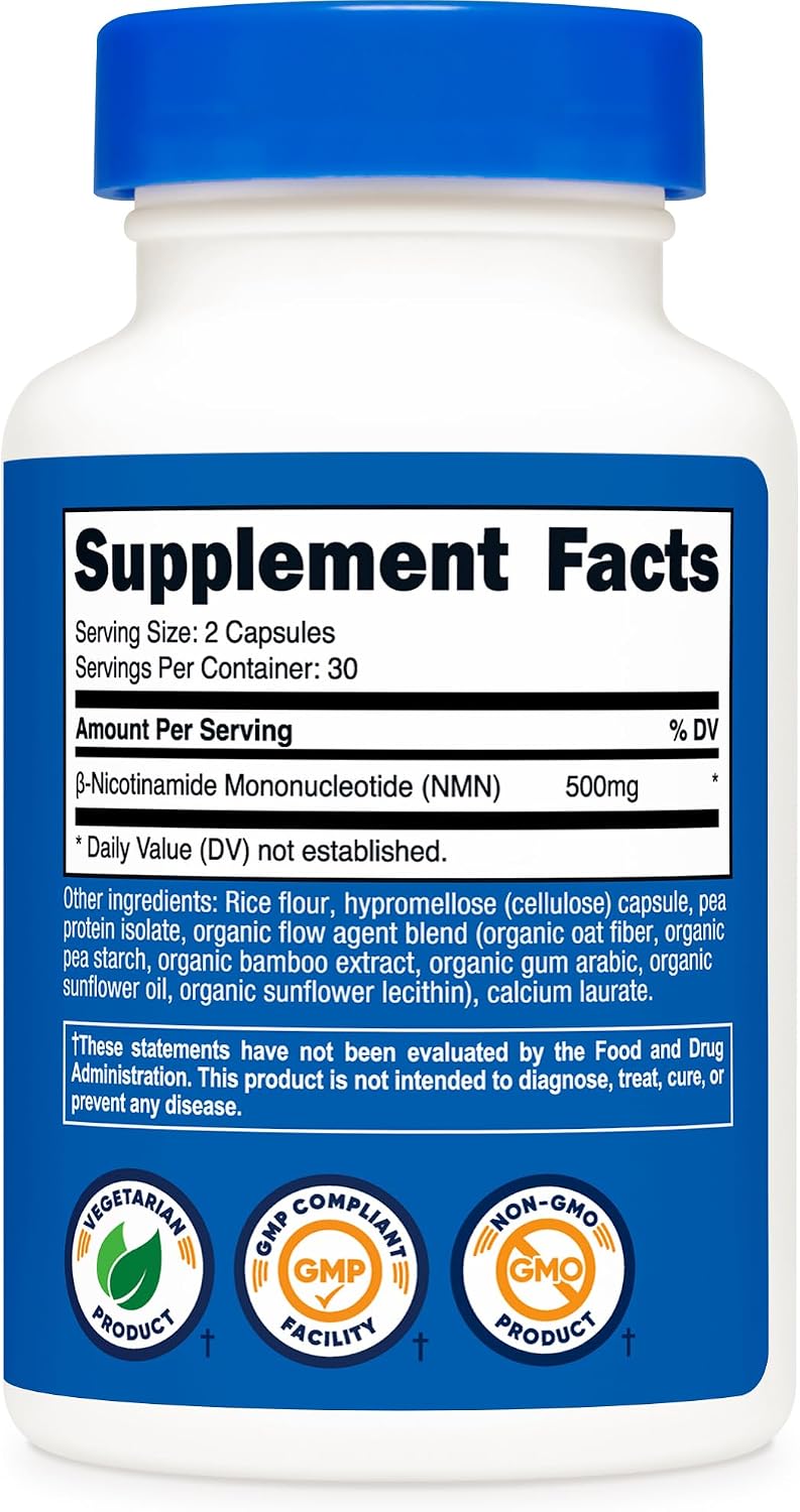 Nutricost NMN (Nicotinamida Mononucleótido) 500mg – 60 Cápsulas