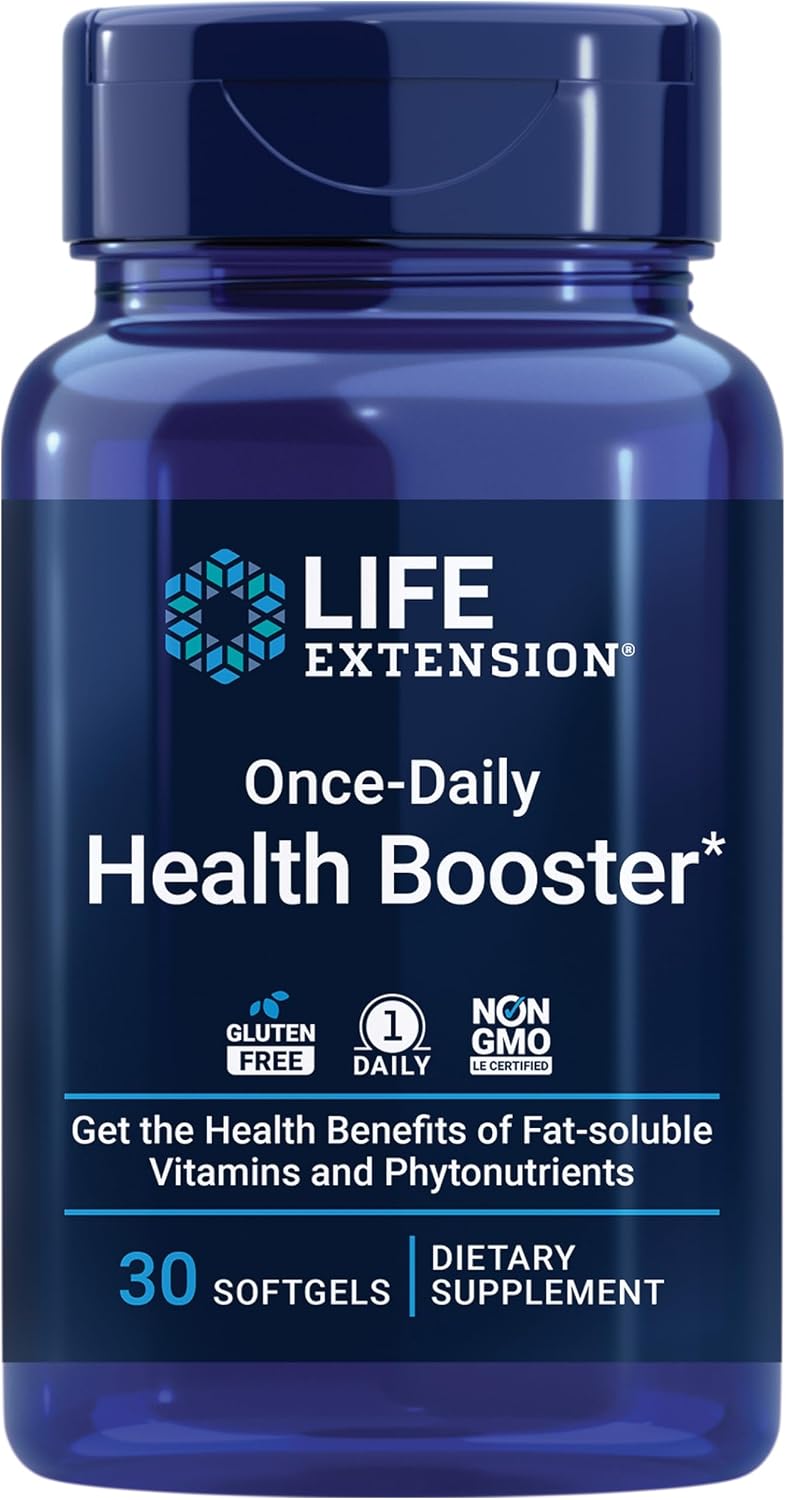 Life Extension Once-Daily Health Booster - Vitaminas E, K1 y K2 - 30 Cápsulas Blandas