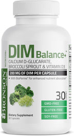 Bronson DIM Balance+ - Suplemento con DIM, Calcio D-Glucarato, Brotes de Brócoli y Vitamina D3 - 30 Cápsulas Vegetarianas