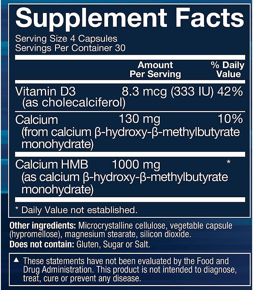 BodyTech HMB + Vitamina D3 - Apoya el Crecimiento Muscular, la Fuerza y la Recuperación (120 Cápsulas Vegetales)