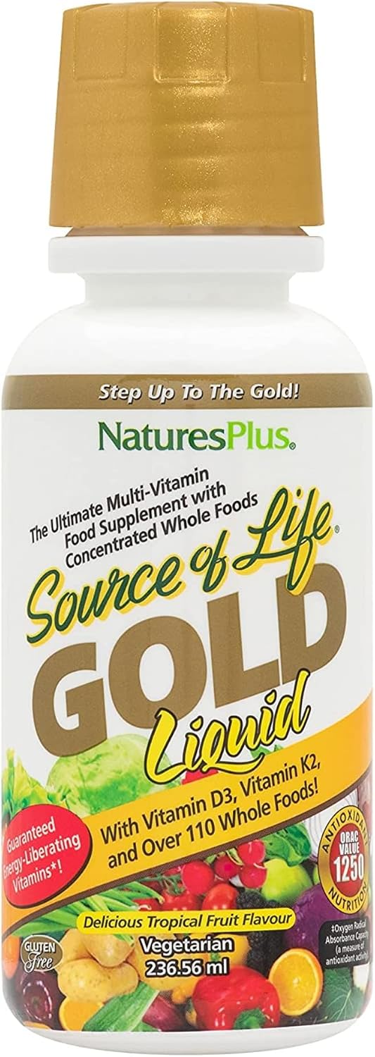 Nature's Plus Source of Life GOLD Multivitamínico Líquido - 8 oz (237 ml) - Con Vitaminas D3, B12 y K2