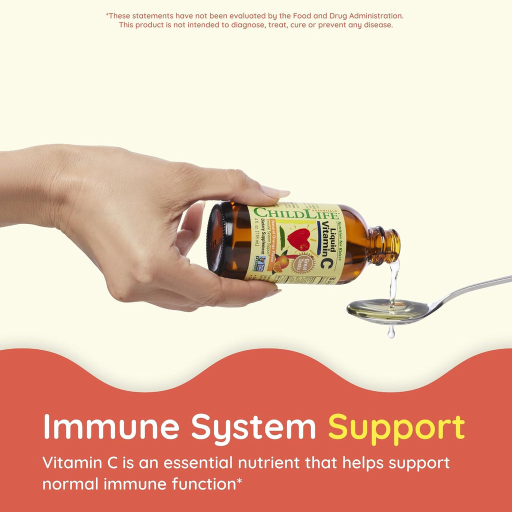 CHILDLIFE ESSENTIALS Vitamina C líquida para niños - Sabor naranja natural - 118 ml