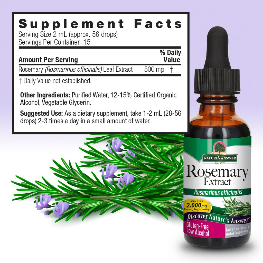 Nature's Answer Extracto de Hoja de Romero con Alcohol Orgánico, 1 fl oz
