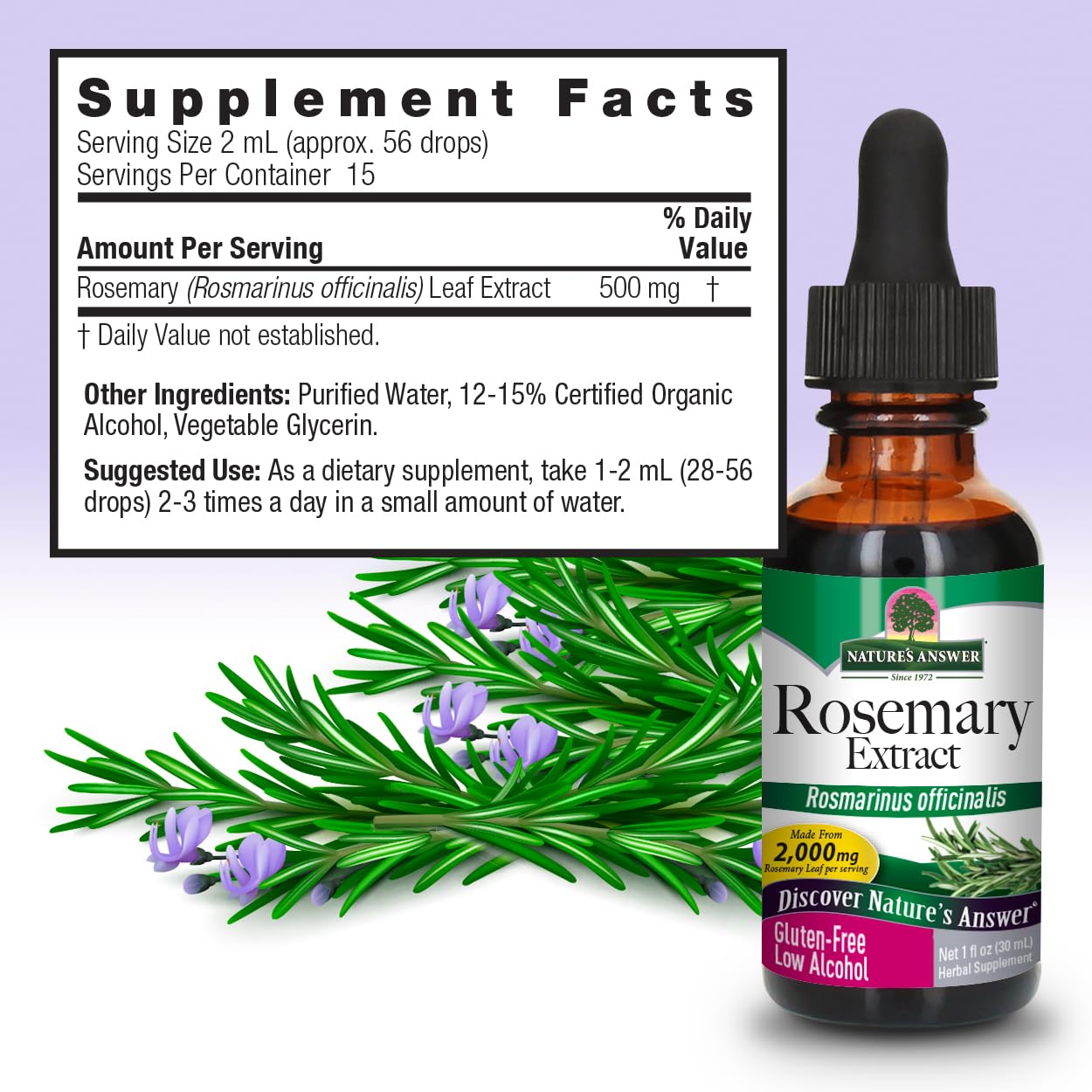 Nature's Answer Extracto de Hoja de Romero con Alcohol Orgánico, 1 fl oz