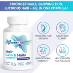 Veetify Vitaminas para Cabello, Piel y Uñas con Biotina y Complejo Herbal - 60 Cápsulas Veganas
