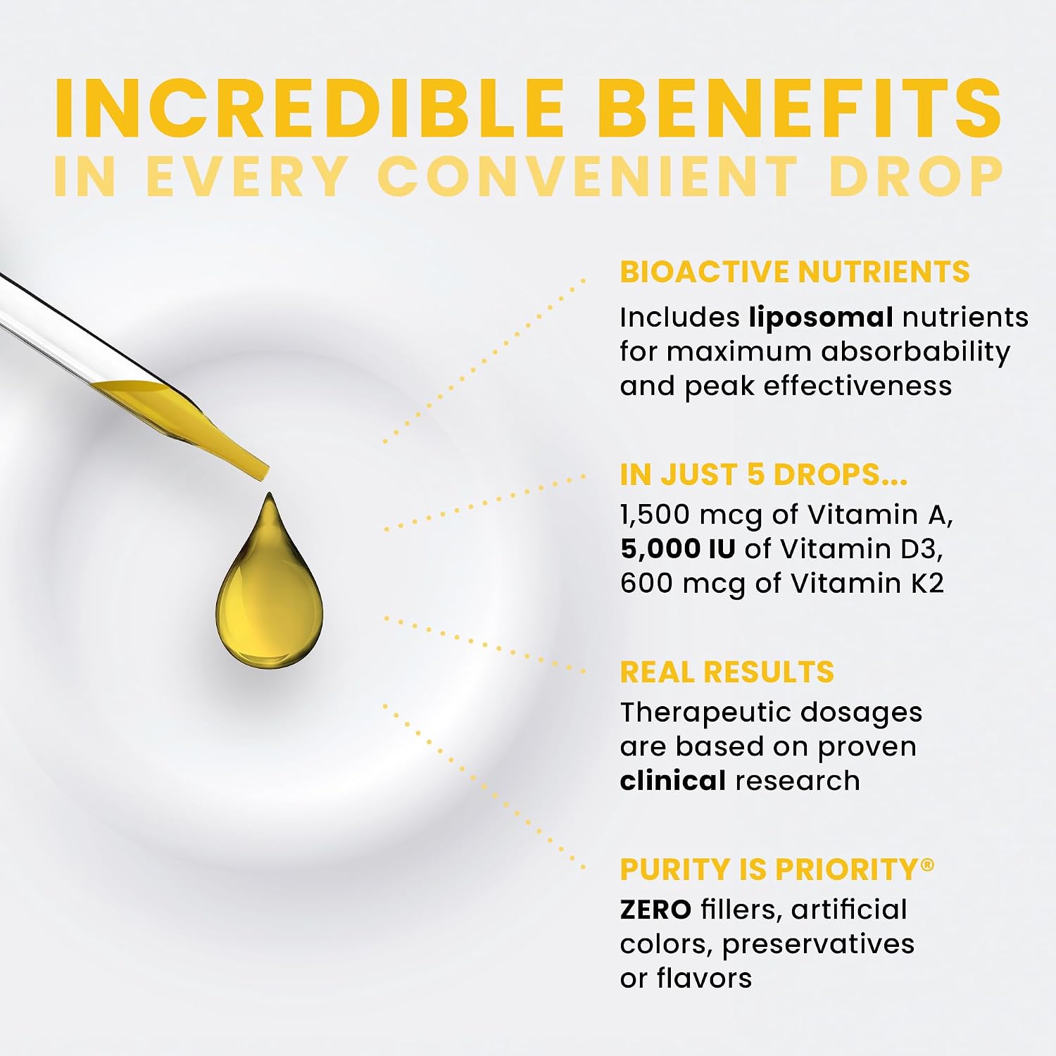 Pure Therapro Rx Vegan A-D-K Drops 10 ml - Complejo de Vitaminas A, D3 y K2 Liposomal
