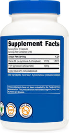 Nutricost P5P Vitamina B6 Activa 50mg, 240 Cápsulas (Piridoxal-5-Fosfato)