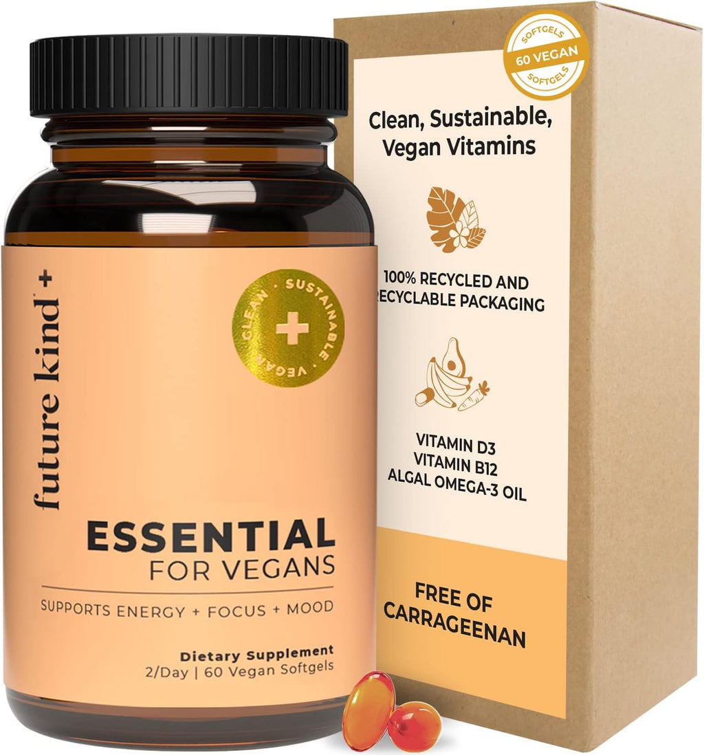 Future Kind Multivitamínico Diario 3 en 1 - Vegano con B12, D3 y Omega-3 - 60 Cápsulas Blandas