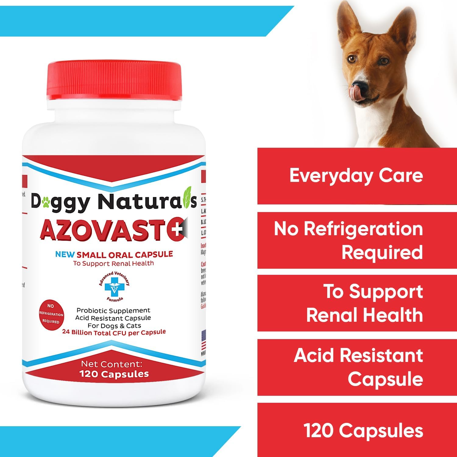 Azovast Plus – Suplemento Renal con Probióticos para Perros y Gatos, 360 Cápsulas